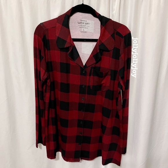 SET: Torrid Red & Black Buffalo Plaid Button Front Sleep Shirt/Sleep Pant 1X - Picture 4 of 14